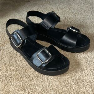 UNR8ED Black Buckle Sandals